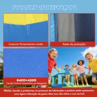 AIYAPLAY Castelo Insuflável para Crianças com Insuflador, Escorrega, Cama Elástica, Piscina e Aro de Basquetebol para Crianças dos 3 aos 8 Anos, Azul(m-5)