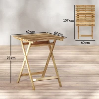 Outsunny Outdoor Coffee Table Foldable Wooden Garden Table for Patio Balcony Natural Wood(m-3)