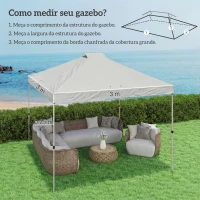 Outsunny Toldo de Substituição para Pérgola 3x3 m Teto de Reposição para Pérgola em Tecido Oxford 210D Proteção UV50+ Branco(m-3)