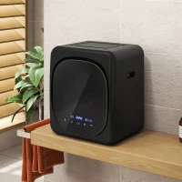 HOMCOM Wasdroger met UV-Desinfectie, Compact Ontwerp, 4 kg Capaciteit, Roestvrijstaal, Zwart(m-10)