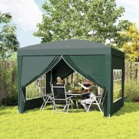 Outsunny 3 x 3m Pop Up Gazebo, Wedding Party Canopy Tent Marquee with Carry Bag and Windows, Green(m-8)