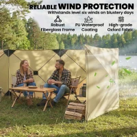 Outsunny Camping Windbreak Pop Up Windbreaker Blocker with Ropes Pegs for Beach Caravan Outdoor 480 x 120 cm(m-5)