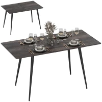 HOMCOM Mesa de comedor extensible, mesa ampliable para 6-8 personas, mesa de cocina con patas de acero sólidas(m-6)