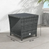 Outsunny Side Table 2-Tier Outdoor Coffee Table with Storage Shelf PS Wood Slat Top/Grey(m-3)