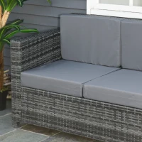 Outsunny Divano da Esterno 3 Posti in Rattan PE e Metallo con Cuscini per Seduta e Schienale, 185x70x80 cm, Grigio(m-7)