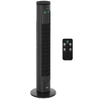 HOMCOM Ventilador de Torre Silencioso con Control Remoto 3 Velocidades 3 Modos Temporizador 10H Oscilación 70° Gris Oscuro(m-10)