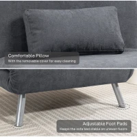 HOMCOM 2-in-1 Folding Sofa Bed, Convertible Sleeper Chair Bed with Adjustable Backrest, Velvet-Feel Upholstered Chaise Lounge with Pillow for Living Room, Bedroom, Home Office, Charcoal Grey(m-7)