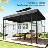 Outsunny Teto de Reposição 4x3 m com Teto Duplo Orifícios de Drenagem e Proteção UV Apenas Teto NÃO Inclui Estrutura Cinzento Escuro(m-8)