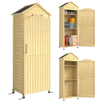 Outsunny Houten tuinkast extra hoge gereedschapsschuur met verstelbare plank magnetische deur gegalvaniseerd dak ventilatie