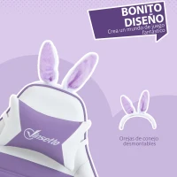 Vinsetto Silla Gaming de Cuero Sintético Reclinable 135° Reposacabezas Soporte Lumbar y Reposapiés 65x63x136-142 cm Púrpura(m-4)