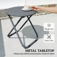 Outsunny Patio Bistro Set, Folding Patio Furniture Set with 2 Chairs and Table, Grey(m-7)