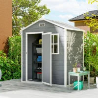 Outsunny Caseta 1,9 m² 182 x 121 x 200 cm Cobertizo con tejado a dos aguas Suelo Puerta con cerradura(m-2)
