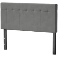 HOMCOM Cabecero 3 alturas regulable Cabecero de cama con patas metálicas efecto terciopelo para dormitorio 140x10x106/116/126 cm Gris(m-7)