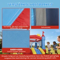 AIYAPLAY Aufblasbar Hüpfburg mit Gebläse Rutsche Trampolin Planschbecken/Bällebad Wasserpistole 342x255x209 cm Blau(m-5)
