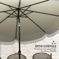 Outsunny Ombrellone da Giardino Rotondo 2.7x2.4 m con Manovella, in Metallo e Poliestere, Grigio Chiaro(m-7)