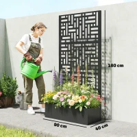 Outsunny Fioriera con traliccio in acciaio zincato e drenaggio, 90x40x180 cm, Nero(m-3)