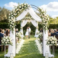 Outsunny Arco de Jardín con 2 Bases para Plantas Trepadoras Rosales Vides, Arco de Boda, 145x39x237cm, Negro(m-4)