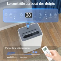 HOMCOM Climatiseur mobile 12000 BTU, climatiseur portable 4 en 1, refroidissement, déshumidificateur, ventilateur, mode nuit(m-6)