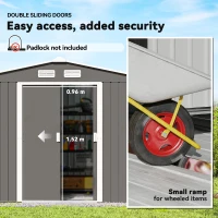 Outsunny 9 x 6FT Outdoor Garden Roofed Metal Storage Shed Tool Box with Foundation Ventilation & Doors Light, Grey(m-5)