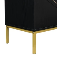 Credenza moderna con 4 ante e ripiani regolabili in altezza, in MDF, 160x40x80,5 cm, Nero(m-8)