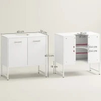 HOMCOM Mobile sotto lavabo con 2 ante soft close e ripiano regolabile, Bianco(m-3)