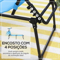 Outsunny Espreguiçadeira de Jardim com Toldo Ajustável Encosto Regulável em 4 Níveis Apoio de Cabeça para Terraço 70x200x45 cm Azul Claro(m-4)