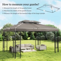 Outsunny Telo di Ricambio 4x3 m con Tetto Doppio, Fori di Drenaggio e Protezione UV, Marrone(m-3)