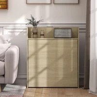 HOMCOM Mesa plegable con estante, diseño industrial, ahorro de espacio, para espacios pequeños, 78,5 x 91 x 93 cm, Roble(m-5)