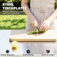 Outsunny Küchenwagen mit Rollen, Servierwagen, Rollwagen mit Schrank, Griffe, Edelstahloberfläche 117 x 55 x 78 cm Schwarz(m-4)