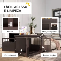 PawHut Gaiola para Cães com Mesa Auxiliar 3 Portas Francês e Fecho Magnético para Cães Pequenos 78x53x59,3 cm Castanho(m-5)