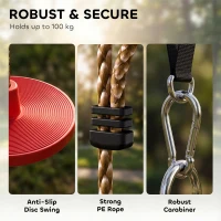 AIYAPLAY Climbing Rope, Kids Tree Swing Kit with Platforms and Disc Swings Seat, Obstacle Course Kids for Garden, Red(m-5)