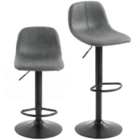 HOMCOM Bar Stools Set of 2, Modern Swivel Barstools with Footrest for Kitchen Island and Dining Room, Grey(m-10)