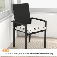 Outsunny Set di 6 Pezzi Cuscini per Sedie da Pranzo con Fodera Lavabile e Lacci, Impermeabile e Anti-UV, 46x42x7 cm, Crema(m-3)