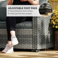 Outsunny 2 Seater Rattan Sofa, Outdoor Garden Sofa with Deep Seat, Cushions, Wide Armrests for Patio, Balcony, Porch, Mixed Grey(m-8)