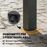 Outsunny Tavolo da Giardino a Doghe Allungabile per 4-6 Persone, in Alluminio, 80-160x80x75 cm, Nero(m-7)