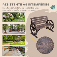 Outsunny Banco de madeira ao ar livre com apoio de braços em forma de roda Vista envelhecida para varanda Terraço 105,5x56x75 cm Marrom rústico(m-6)
