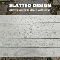 Outsunny Outdoor Garden Coffee Table, Garden Table with Slatted Wood Plastic Composite Top and Metal Frame, Grey(m-5)