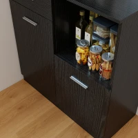 HOMCOM Keukenkast buffetskast met lade soft-close 80x35x180 cm zwart(m-10)