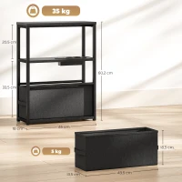 HOMCOM Mesa auxiliar para sofá con regleta de enchufes, estante, para espacios pequeños, 45x18x60,2cm, Negro(m-3)