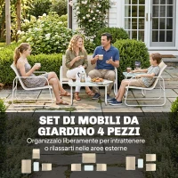 Outsunny Set da Giardino 4 Pezzi con Divano, Poltrone, Tavolino, Khaki e Bianco(m-4)