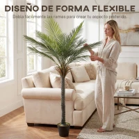 HOMCOM Planta Artificial Decorativa 180 cm Palmera Artificial con Maceta y Hojas para Interior Verde(m-5)