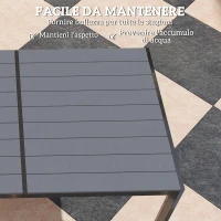 Outsunny Set da Giardino 7pz con Tavolo a Doghe e 6 Sedie Impilabili, in Acciaio e Texteline, Grigio(m-7)