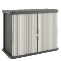 Outsunny Cassone da esterno 480 L con porte scorrevoli, 120,5x59,5x92 cm, Marrone chiaro