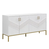Credenza moderna con 4 ante e ripiani regolabili in altezza, in MDF, 160x40x80,5 cm, Bianco(m-2)