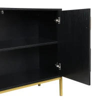Credenza moderna con 4 ante e ripiani regolabili in altezza, in MDF, 160x40x80,5 cm, Nero(m-6)