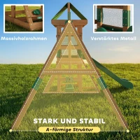 AIYAPLAY Spielturm Klettergerüst Holz Schaukelgestell mit Rutsche 2 Schaukeln Kletterwand für 3-8 Jahre 315x284x233 cm Grün(m-5)