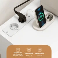 HOMCOM Mueble para Impresora con Estación de Carga y Ruedas 5 Cajones Puertos USB Estante Ajustable Blanco(m-4)