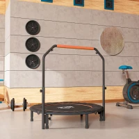 HOMCOM 48" Foldable Mini Fitness Trampoline, with Adjustable Foam Handle, Orange(m-9)