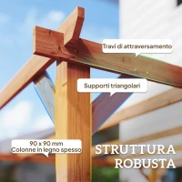 Outsunny Pergola da Giardino 3x3 m in Legno di Abete con Supporti Triangolari e 5 Travi, Colore Legno(m-4)
