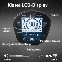 Outsunny Metalldetektor IP68 Wasserdicht Metallsuchgerät mit 3 Modi Kopfhörer Schaufel Spule LCD-Display 7 Zoll Detektionstiefe(m-6)